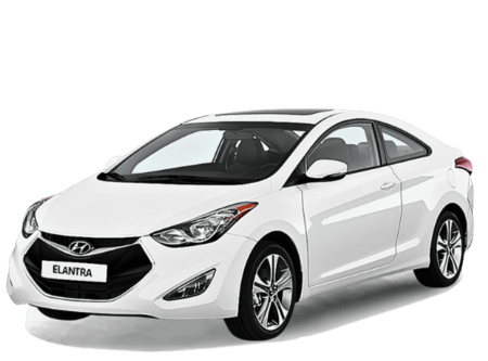 White compact sedan perfect for budget car rental, offering an economical and stylish option for cost-effective travel.