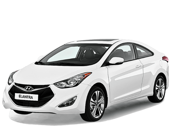 White compact sedan perfect for budget car rental, offering an economical and stylish option for cost-effective travel.