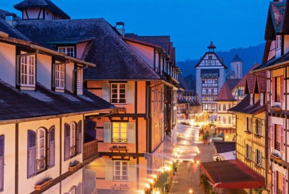 Tropical  a French village at night